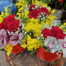 Carica l'immagine nel visualizzatore di Gallery, Flower Box - Rose Rosse Orchidee e Mimosa