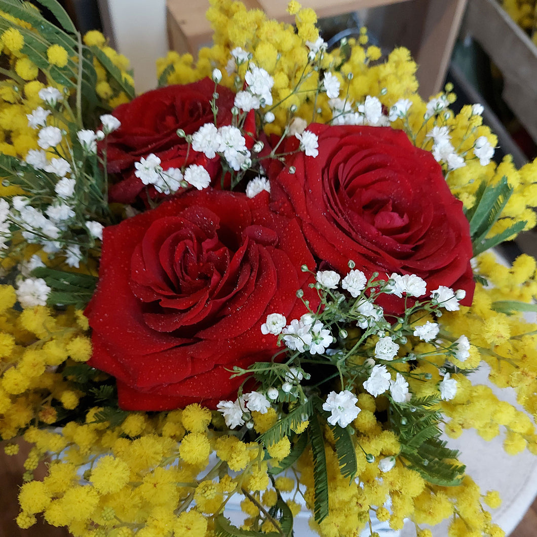 Flower Box - Rose Rosse e Mimosa