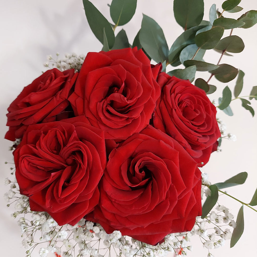 Bouquet rose rosse - 5 rose fresche