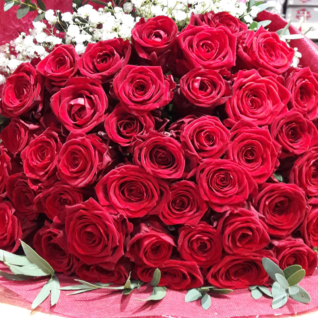 Bouquet rose rosse - 50 rose fresche